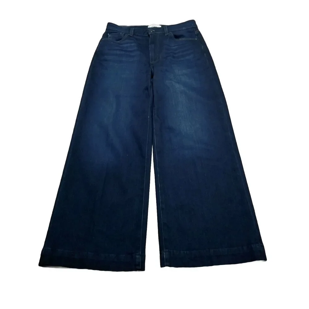 Paige Anessa Jeans Women's Size 28 Dark Blue Wide Leg Stretch Denim (28×26.5)